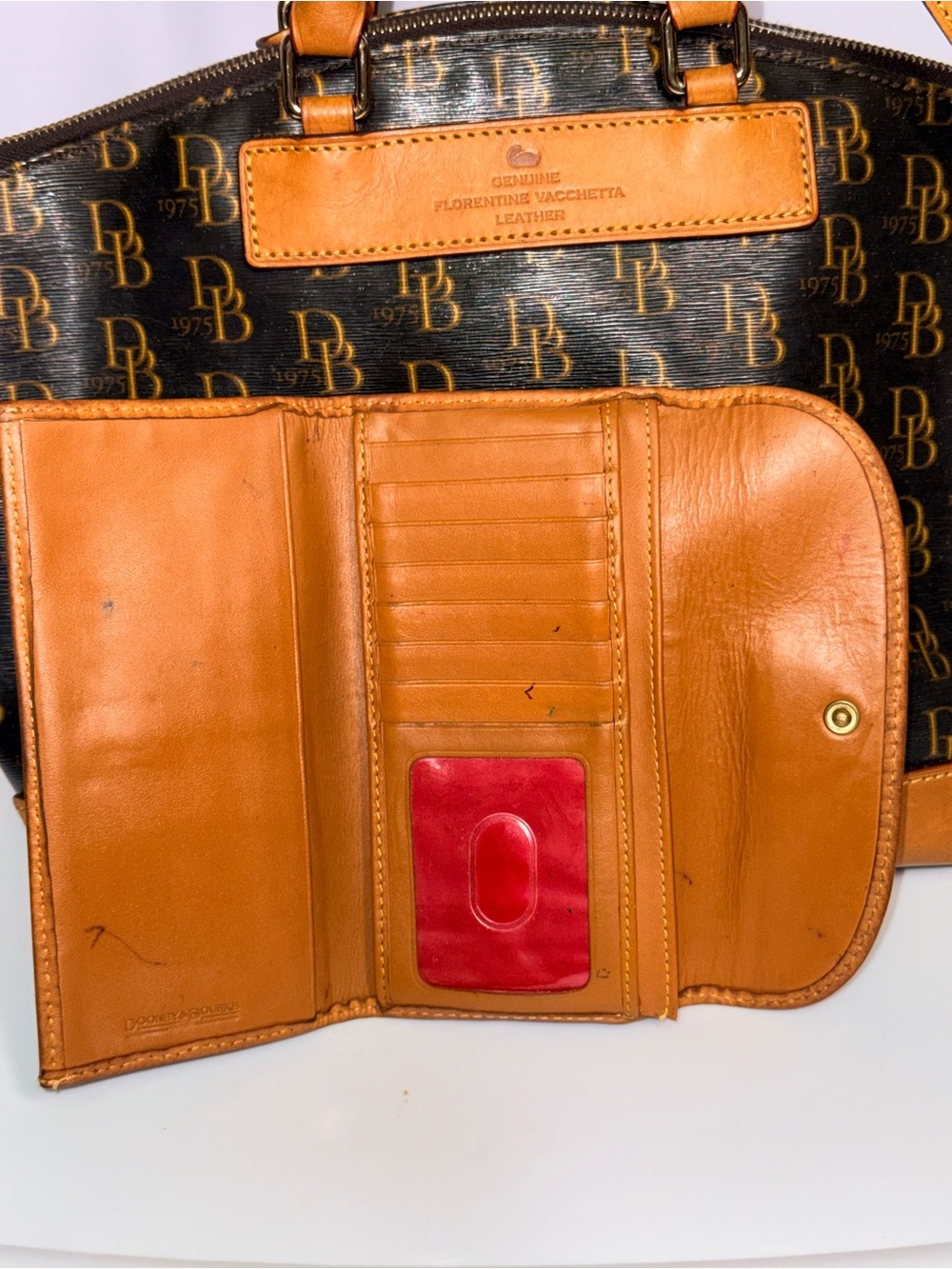 Dooney & Bourke Brown and Tan Logo Satchel with Wallet - Picture 3 of 8